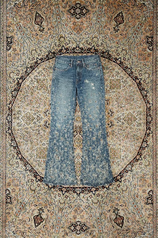 SUGARHILL CRASHED MODERN DENIM FLARED TROUSERS (FADED INDIGO) Trousers Essential Wardrobe Trousers Essential Wardrobe SUGARHILL CRASHED MODERN DENIM FLARED TROUSERS (FADED INDIGO) Trousers Essential Wardrobe Trousers Essential Wardrobe