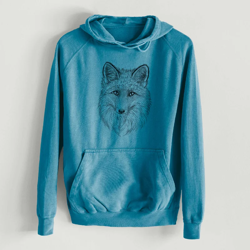 Red Fox - Vulpes vulpes  - Mid-Weight Unisex Vintage 100% Cotton Hoodie Hoodie with Bell Sleeves Flared Feminine Hoodie with Bell Sleeves Flared Feminine