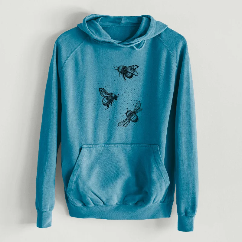 American Bumblebee Trio - Bombus Pensylvanicus  - Mid-Weight Unisex Vintage 100% Cotton Hoodie Hooded Sweatshirt Casual Wear Street Style Hooded Sweatshirt Casual Wear Street Style