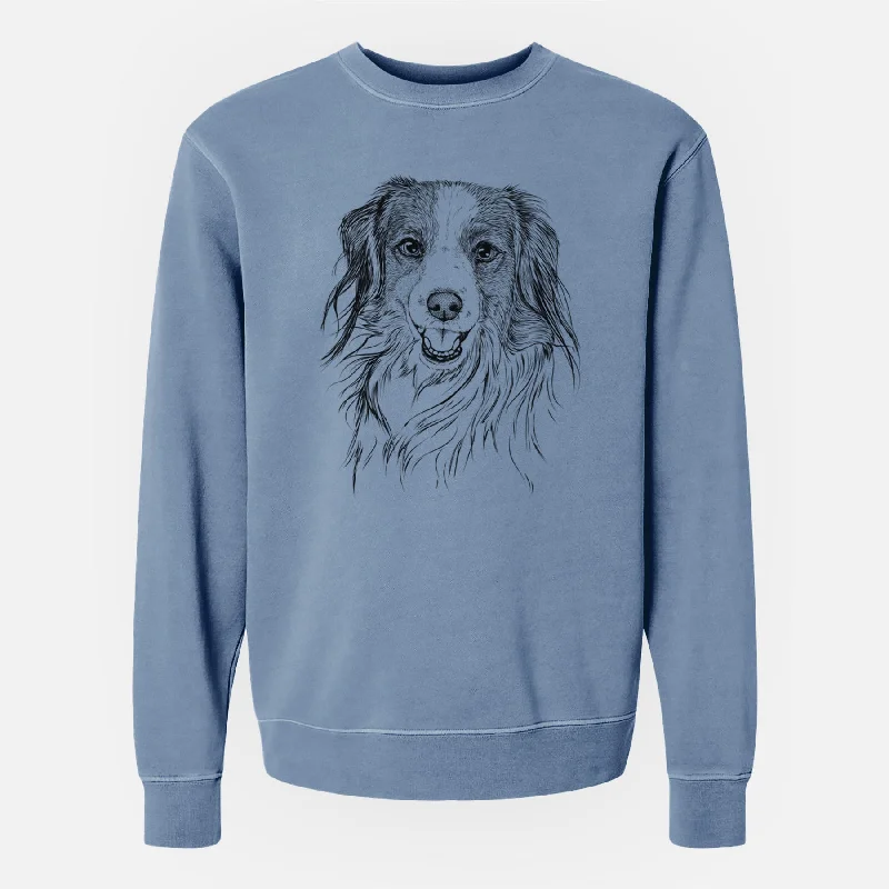 Bare Rutger the Nederlandse Kooikerhondje - Unisex Pigment Dyed Crew Sweatshirt Hoodie with Earth Tones Natural Calm Hoodie with Earth Tones Natural Calm