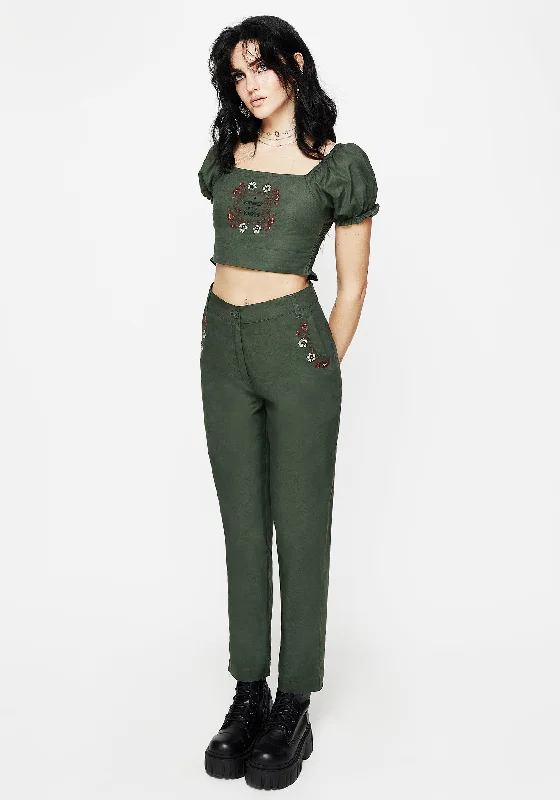Whisper Embroidered Linen-Blend Tapered Trousers Trousers Silk Elegant Trousers Silk Elegant
