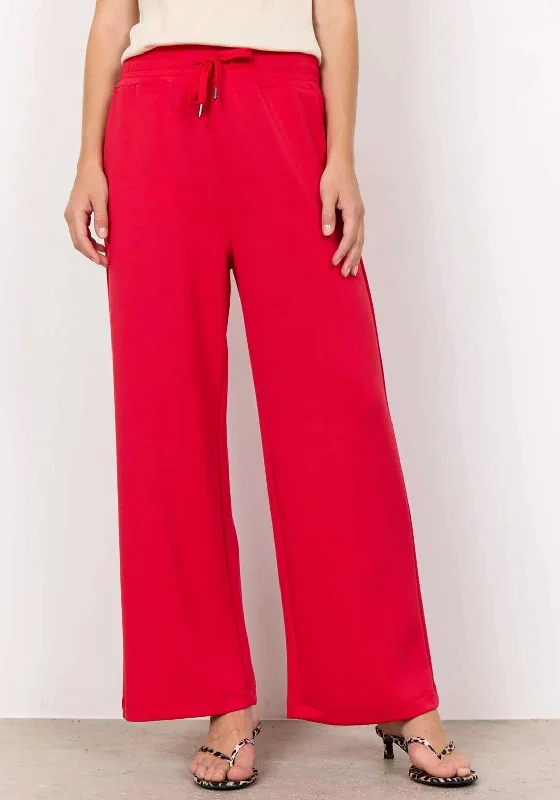 Soyaconcept Banu Casual Straight Leg Jogger Trousers, Red Wide Leg Loose Fit Mid Waist Wide Leg Loose Fit Mid Waist Soyaconcept Banu Casual Straight Leg Jogger Trousers, Red Wide Leg Loose Fit Mid Waist Wide Leg Loose Fit Mid Waist