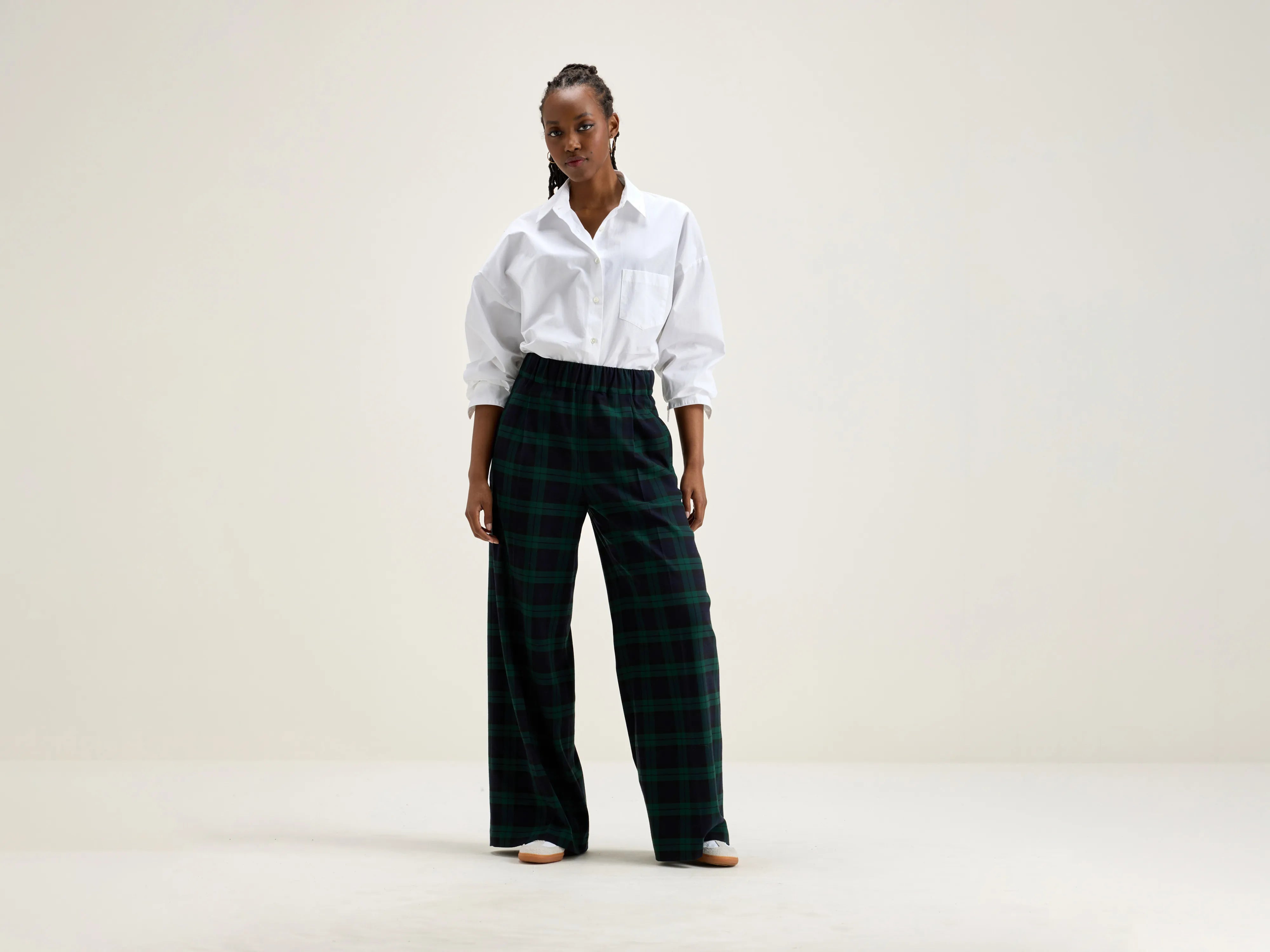 Vespa wide trousers (242 / W / CHECK A) Trousers Print Floral Trousers Print Floral