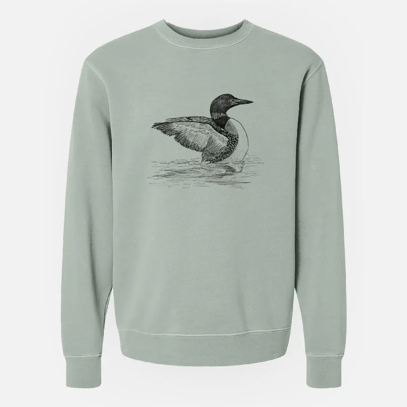 Common Loon - Gavia immer - Unisex Pigment Dyed Crew Sweatshirt Hoodie with Toggle Buttons Decorative Unique Hoodie with Toggle Buttons Decorative Unique Common Loon - Gavia immer - Unisex Pigment Dyed Crew Sweatshirt Hoodie with Toggle Buttons Decorative Unique Hoodie with Toggle Buttons Decorative Unique