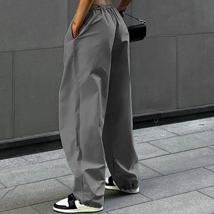 Wjczt Cargo Pants Y2K Clothes Loose Drawstring Low Waist Joggers Trousers Women Casual Outfits Streetwear Baggy Wide Leg Sweatpants Trousers Fleece Cozy Trousers Fleece Cozy