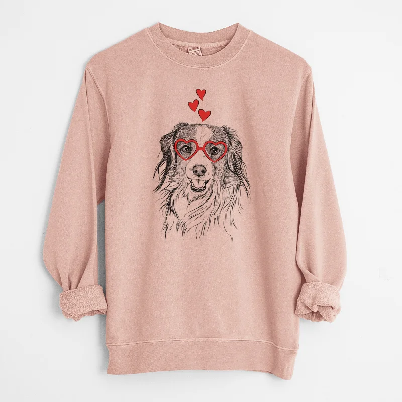Valentine Rutger the Nederlandse Kooikerhondje - Unisex Pigment Dyed Crew Sweatshirt Hoodie with Illustration Artistic Creative Hoodie with Illustration Artistic Creative