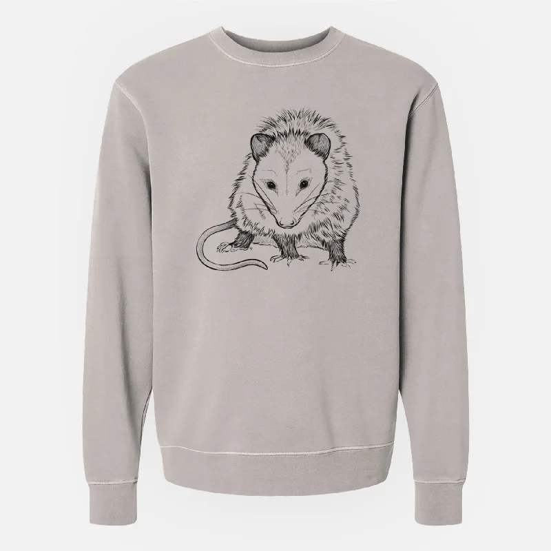Virginia Opossum - Didelphis virginiana - Unisex Pigment Dyed Crew Sweatshirt Hoodie with Pastel Soft Subtle Hoodie with Pastel Soft Subtle