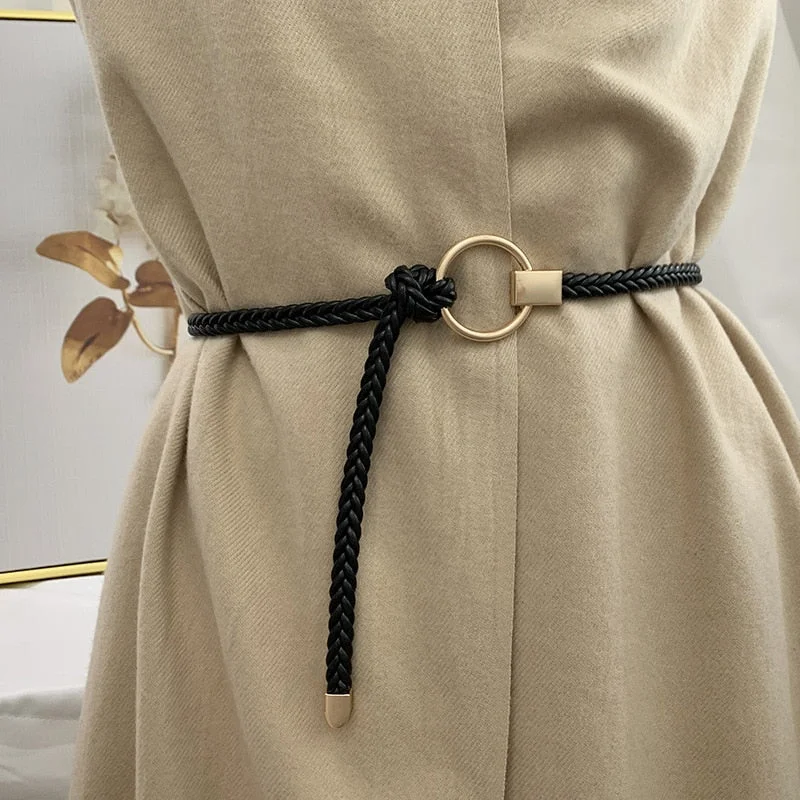 Wjczt Women's Hand-Woven Thin Belt Fashion Casual Circle Knotted Decorative Rope Braid Belts For Dress Denim Skirt Trouser Trousers Modern Contemporary Trousers Modern Contemporary Wjczt Women's Hand-Woven Thin Belt Fashion Casual Circle Knotted Decorative Rope Braid Belts For Dress Denim Skirt Trouser Trousers Modern Contemporary Trousers Modern Contemporary