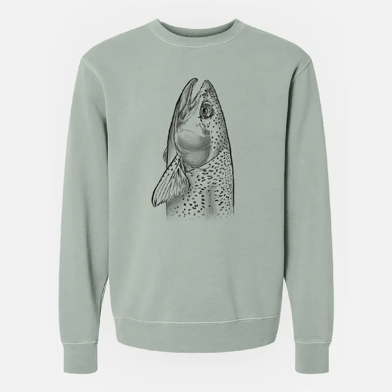 Rainbow Trout - Oncorhynchus mykiss - Unisex Pigment Dyed Crew Sweatshirt Hoodie with Hem Fringe Bohemian Relaxed Hoodie with Hem Fringe Bohemian Relaxed