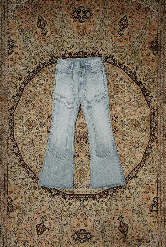 SUGARHILL FADED MODERN DENIM WESTERN FLARED TROUSERS Trousers luxurious premium Trousers luxurious premium SUGARHILL FADED MODERN DENIM WESTERN FLARED TROUSERS Trousers luxurious premium Trousers luxurious premium