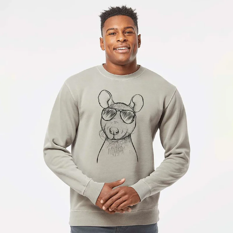 Aviator Ruthie the Hairless Rat - Unisex Pigment Dyed Crew Sweatshirt Hoodie with Drawcord Adjustable Secure Hoodie with Drawcord Adjustable Secure