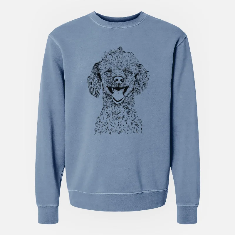 Bare Rusty the Toy Poodle - Unisex Pigment Dyed Crew Sweatshirt Hoodie with Rolled Sleeves Casual Relaxed Hoodie with Rolled Sleeves Casual Relaxed