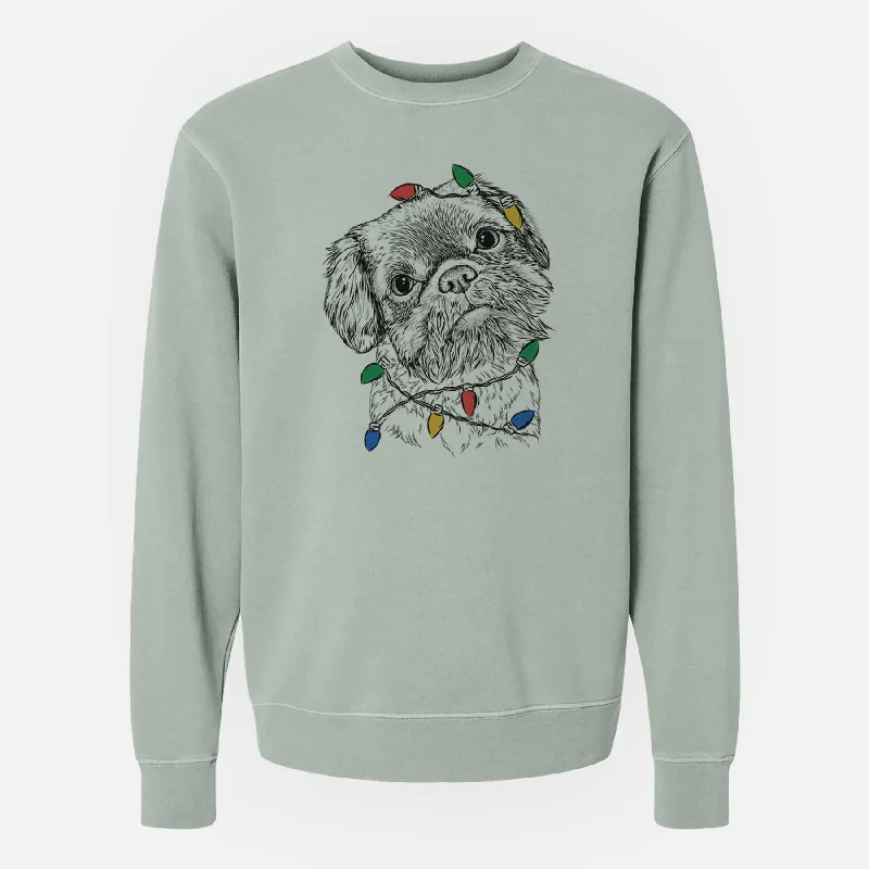 Christmas Lights Rufus the Shiffon - Unisex Pigment Dyed Crew Sweatshirt Hoodie with Turtle Neck Cozy Winter Hoodie with Turtle Neck Cozy Winter
