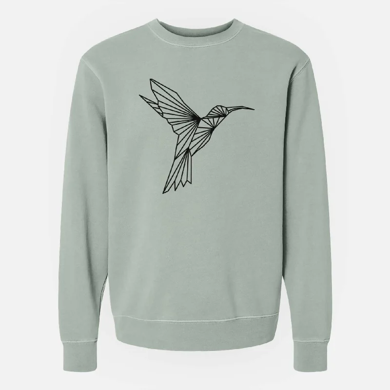 Geometric Hummingbird - Unisex Pigment Dyed Crew Sweatshirt Hoodie with Hem Drawcord Adjustable Customizable Hoodie with Hem Drawcord Adjustable Customizable Geometric Hummingbird - Unisex Pigment Dyed Crew Sweatshirt Hoodie with Hem Drawcord Adjustable Customizable Hoodie with Hem Drawcord Adjustable Customizable