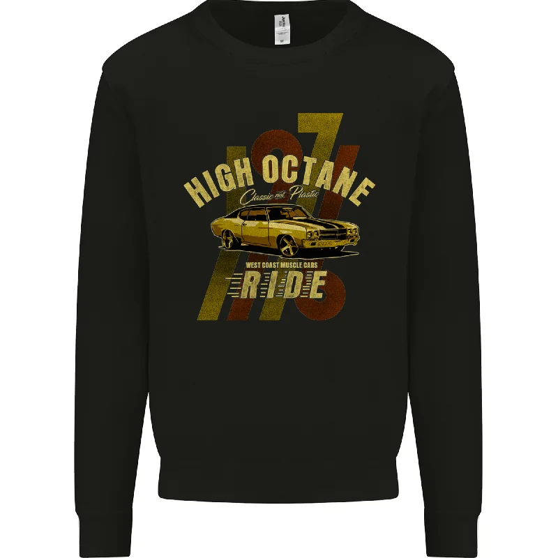 High Octane Ride 1971 Muscle Car Mens Sweatshirt Jumper Graphic Hoodie Design Print Graphic Hoodie Design Print