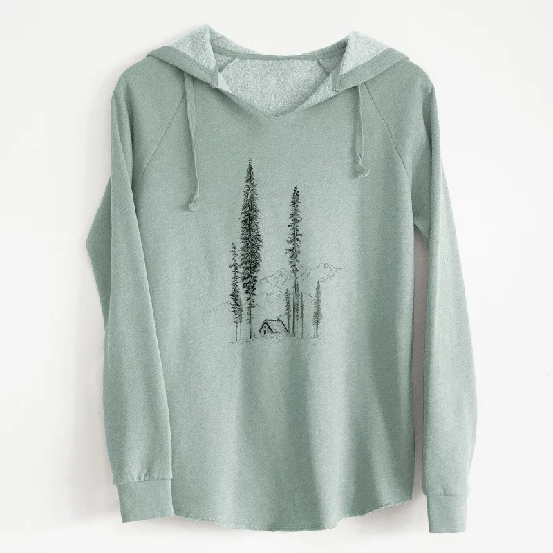 Mountain Pine Cabin Retreat - Cali Wave Hooded Sweatshirt Hoodie with Ribbed Neckline Snug Warm Hoodie with Ribbed Neckline Snug Warm