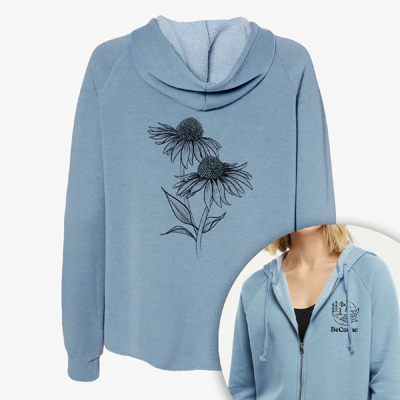 Coneflower - Echinacea purpurea - Women's Cali Wave Zip-Up Sweatshirt Hoodie with Magnetic Closure Innovative Modern Hoodie with Magnetic Closure Innovative Modern Coneflower - Echinacea purpurea - Women's Cali Wave Zip-Up Sweatshirt Hoodie with Magnetic Closure Innovative Modern Hoodie with Magnetic Closure Innovative Modern
