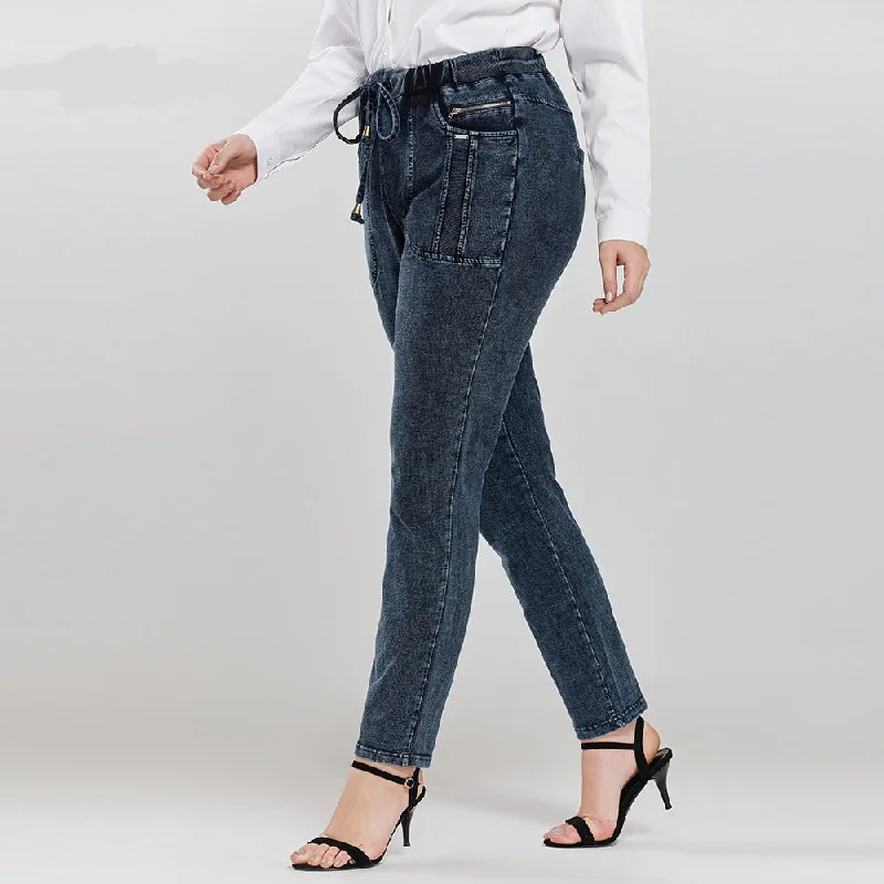 Wjczt Women's Plus Size Jeans Autumn High Stretch Cotton Knitted Denim Trousers Casual Soft Jeans Trousers Fall Fleece Trousers Fall Fleece Wjczt Women's Plus Size Jeans Autumn High Stretch Cotton Knitted Denim Trousers Casual Soft Jeans Trousers Fall Fleece Trousers Fall Fleece