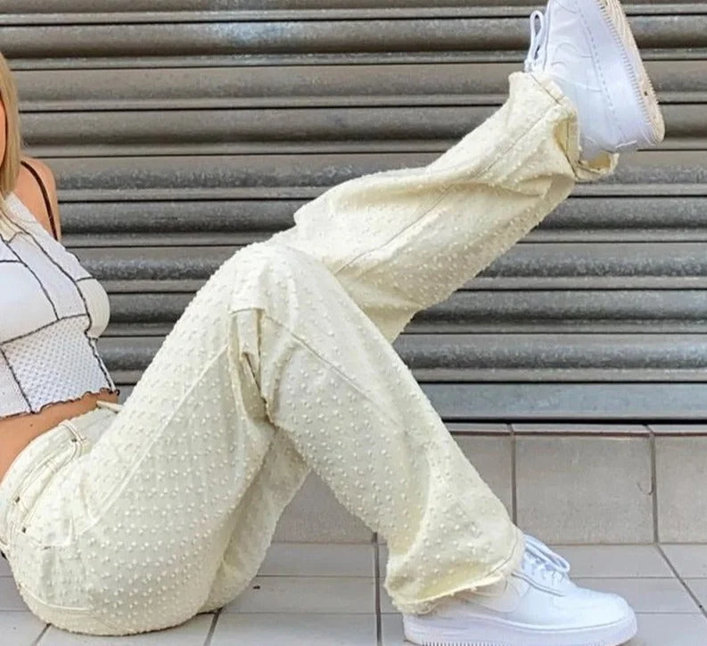 Wjczt Loose Ripped Jeans For Women Cool Oversize Low Waisted Wid Leg Pants 2022 New Fashion Spring Autumn Trousers Streetwear Trousers cozy comfortable Trousers cozy comfortable