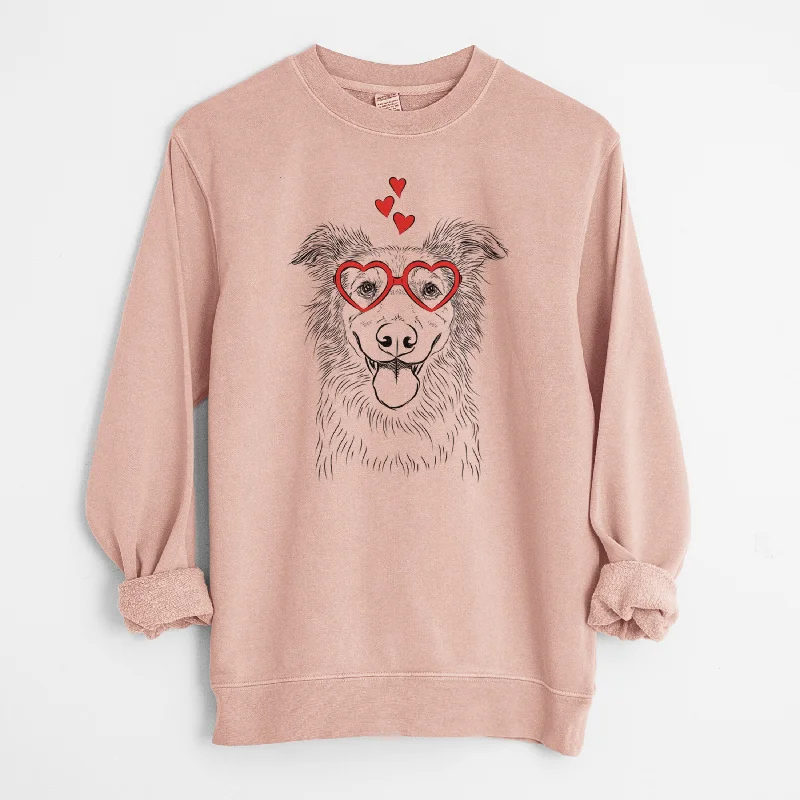 Valentine Ruxtin the Mixed Breed - Unisex Pigment Dyed Crew Sweatshirt Cotton Hoodie Fleece Lining Warmth Cotton Hoodie Fleece Lining Warmth