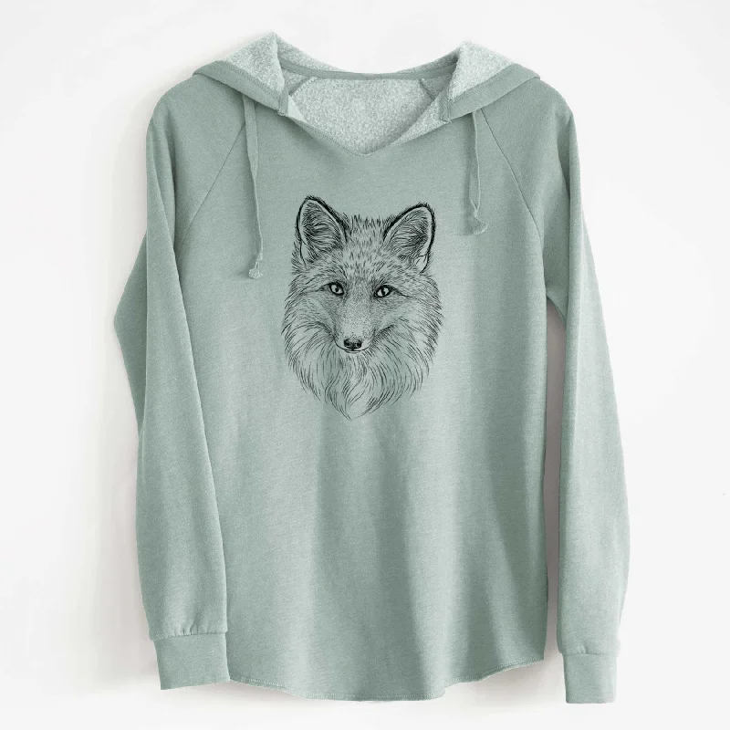 Red Fox - Vulpes vulpes - Cali Wave Hooded Sweatshirt Hoodie with Raw Hem Edgy Unfinished Hoodie with Raw Hem Edgy Unfinished