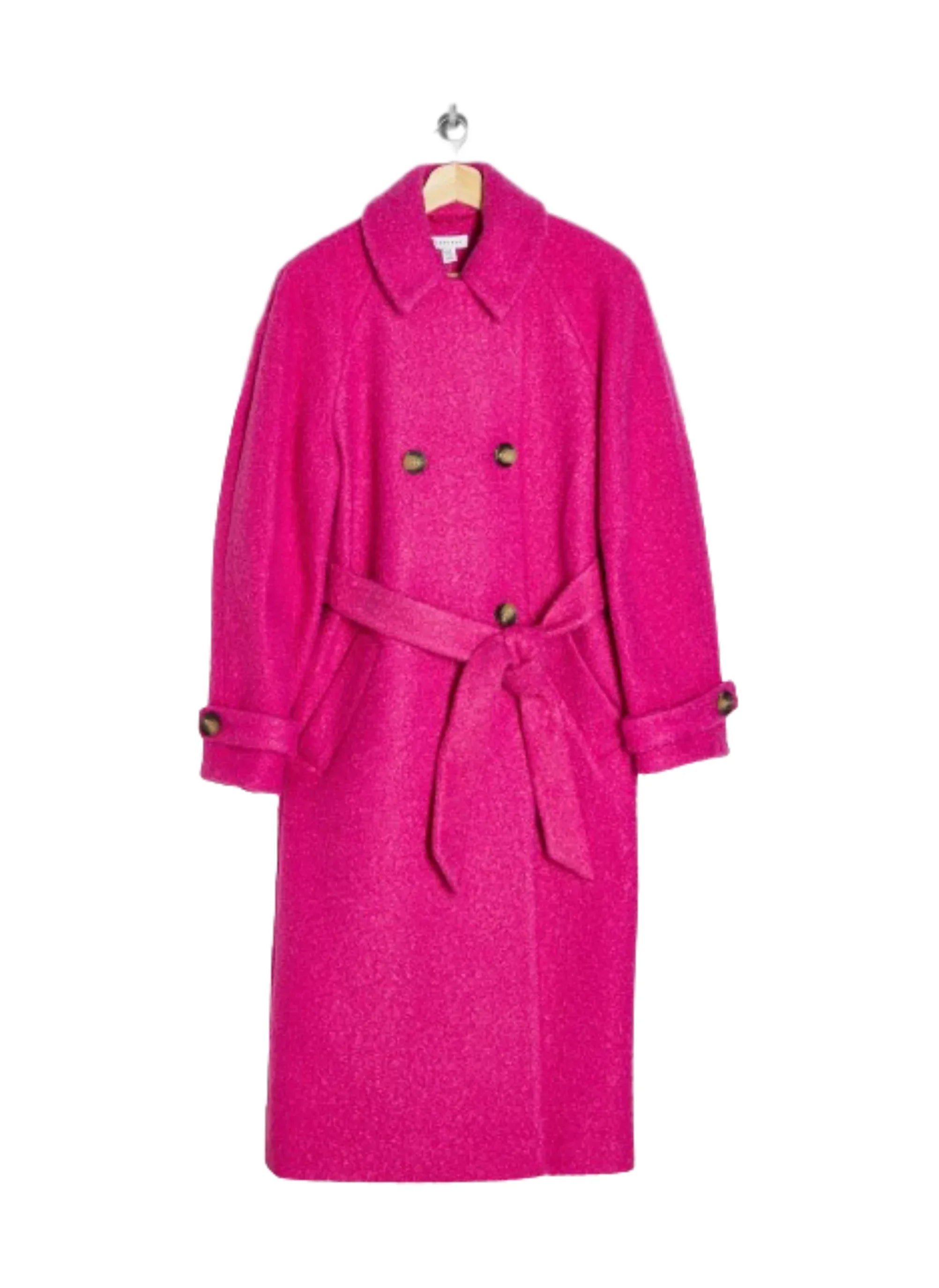 FUCHSIA COAT EMILY IN PARIS Welt Pockets Slit Pockets Flap Pockets