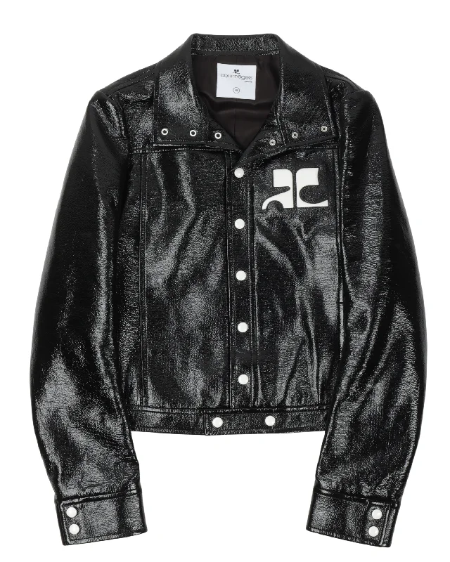 Reflective Vinyl Jacket Hoodie Zip-Up Jacket Button-Up Jacket Hoodie Zip-Up Jacket Button-Up Jacket