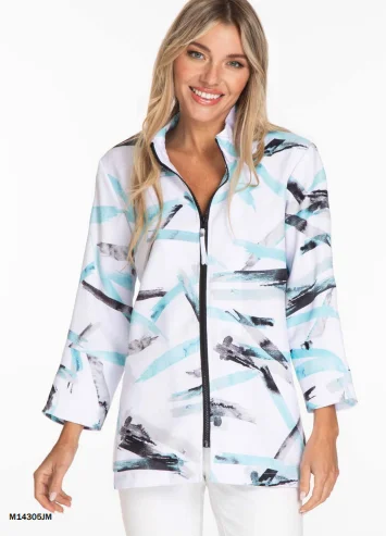 Jacket- Women-White/green-3/4 Sleeve-M14307jm Tiered Jacket Buttoned Jacket Zippered Jacket Tiered Jacket Buttoned Jacket Zippered Jacket Jacket- Women-White/green-3/4 Sleeve-M14307jm Tiered Jacket Buttoned Jacket Zippered Jacket Tiered Jacket Buttoned Jacket Zippered Jacket