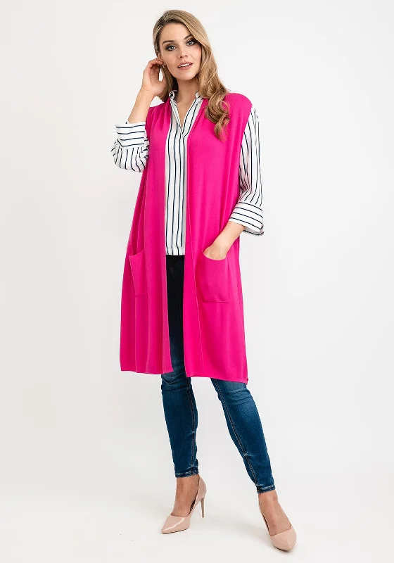 Seventy1 One Size Long Sleeveless Cardigan, Pink Lightweight Heavyweight Midweight Lightweight Heavyweight Midweight