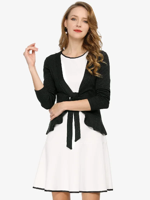 Women's Tie Front Knit Ruffled Long Sleeve Open Cardigan Notch Collar Peter Pan Collar Cowl Neck Notch Collar Peter Pan Collar Cowl Neck Women's Tie Front Knit Ruffled Long Sleeve Open Cardigan Notch Collar Peter Pan Collar Cowl Neck Notch Collar Peter Pan Collar Cowl Neck