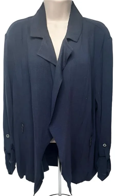 Jacket-Midnight Blue-2 Pocket-Open Front-Women's-M24708jm Appliqued Jacket Beaded Jacket Sequined Jacket Appliqued Jacket Beaded Jacket Sequined Jacket Jacket-Midnight Blue-2 Pocket-Open Front-Women's-M24708jm Appliqued Jacket Beaded Jacket Sequined Jacket Appliqued Jacket Beaded Jacket Sequined Jacket