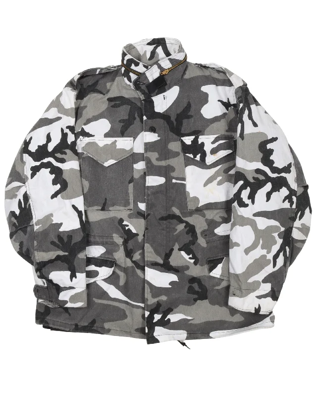 Snow Camo Military Jacket Stand-Up Collar Roll-Neck Collar Turtle Neck Stand-Up Collar Roll-Neck Collar Turtle Neck