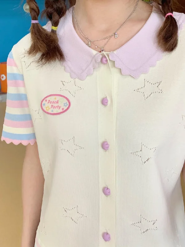 Star Mellow Knit Striped Cardigan【s0000002375】 Satin Blend Silk Blend Wool Blend Satin Blend Silk Blend Wool Blend