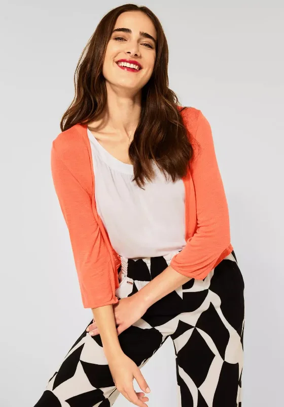 Street One Extra Fine Short Cardigan, Sunset Coral Modern Contemporary chic Modern Contemporary chic