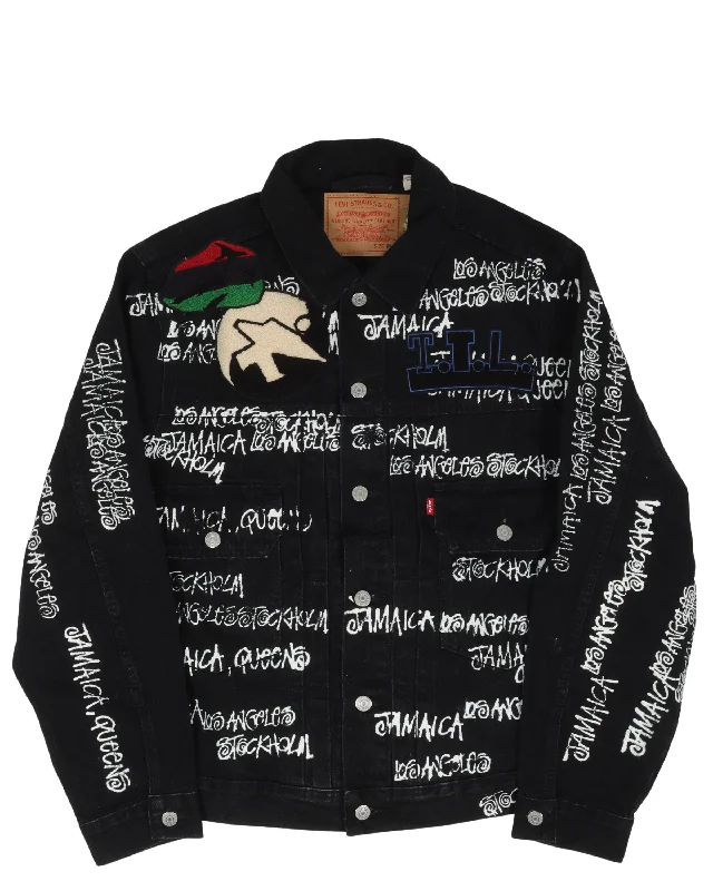 Stussy Levi's Denim Jacket Nylon Fabric Polyester Fabric Spandex Fabric Nylon Fabric Polyester Fabric Spandex Fabric