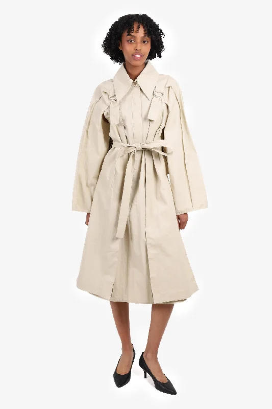 Celine by Phoebe Philo F/W '18 Taupe Trench Coat Dress Size 34 Jersey Tulle Batik