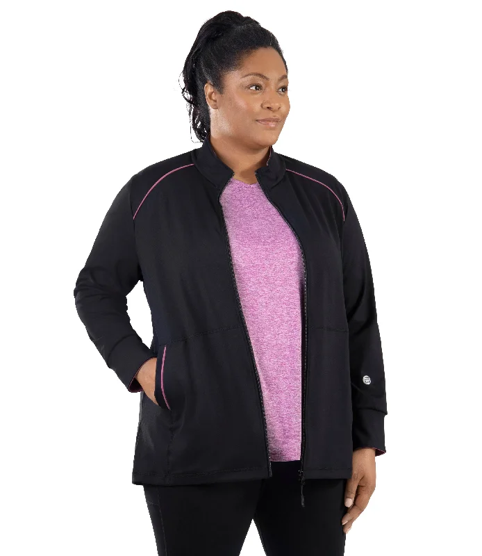 JunoStretch Mock Neck Jacket Black with Warm Mauve Herringbone Jacket Checkered Jacket Solid Jacket Herringbone Jacket Checkered Jacket Solid Jacket