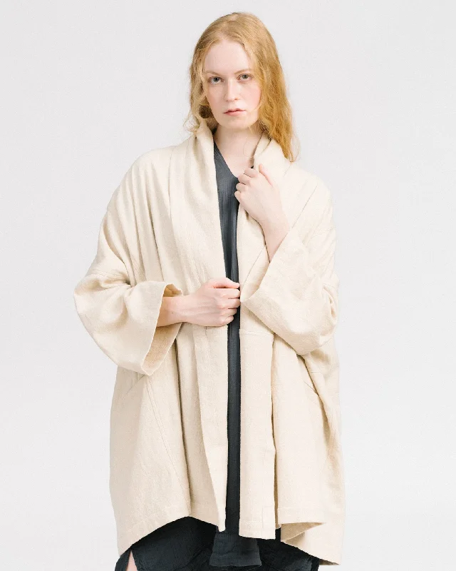 Antwerp coat in cream Boat Shawl Notched
