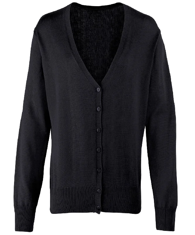 Black - Women's button-through knitted cardigan Jersey Fabric Tulle Fabric Batik Fabric Jersey Fabric Tulle Fabric Batik Fabric