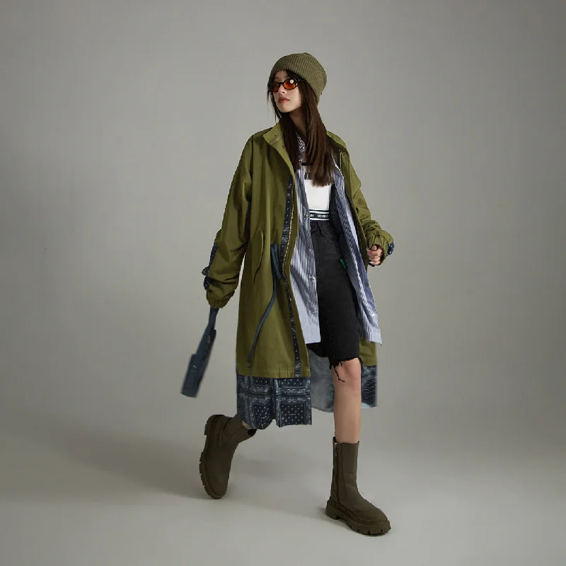 High Neck Loose Fit Trench Coat Houndstooth Jacket Shearling Jacket Fleece Jacket