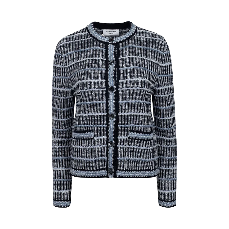 Crewneck Tweed Cardigan Elegant Classic Vintage Elegant Classic Vintage