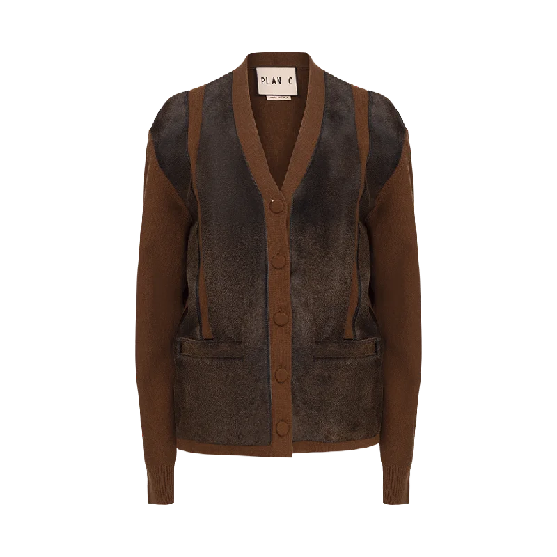 Paneled Long Sleeve Cardigan Notch Collar Peter Pan Collar Cowl Neck Notch Collar Peter Pan Collar Cowl Neck