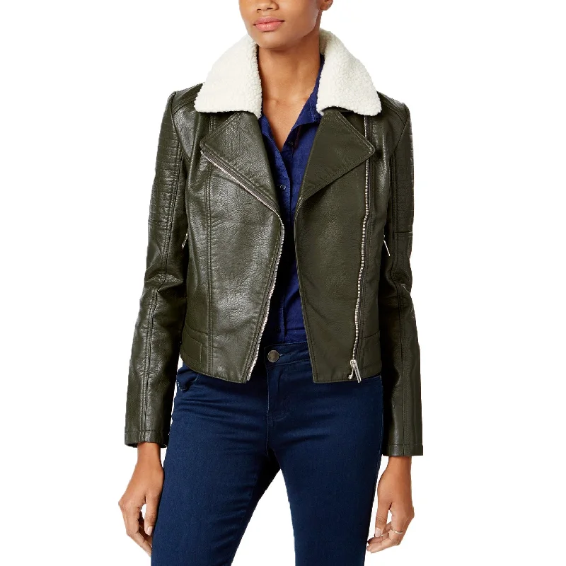 Juniors' Mixed-Media Faux-Leather Moto Jacket Fleece Jacket Down Jacket Feather Jacket Fleece Jacket Down Jacket Feather Jacket