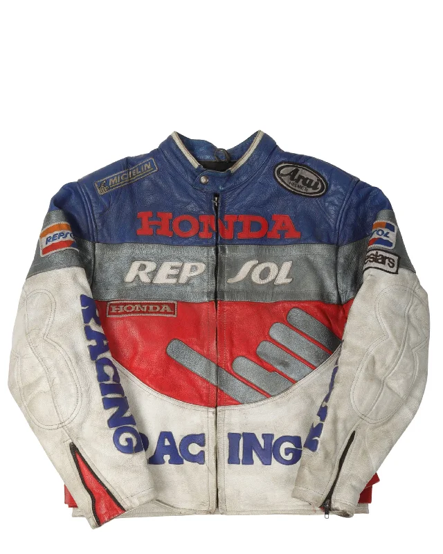 Honda Leather Motorcycle Racing Jacket Satin Fabric Silk Fabric Chiffon Fabric Satin Fabric Silk Fabric Chiffon Fabric
