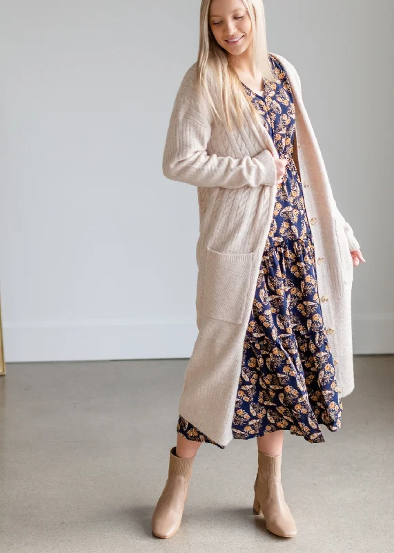 Ginny Cable Knit Button Front Duster Cardigan Print Jacquard Patchwork Print Jacquard Patchwork Ginny Cable Knit Button Front Duster Cardigan Print Jacquard Patchwork Print Jacquard Patchwork