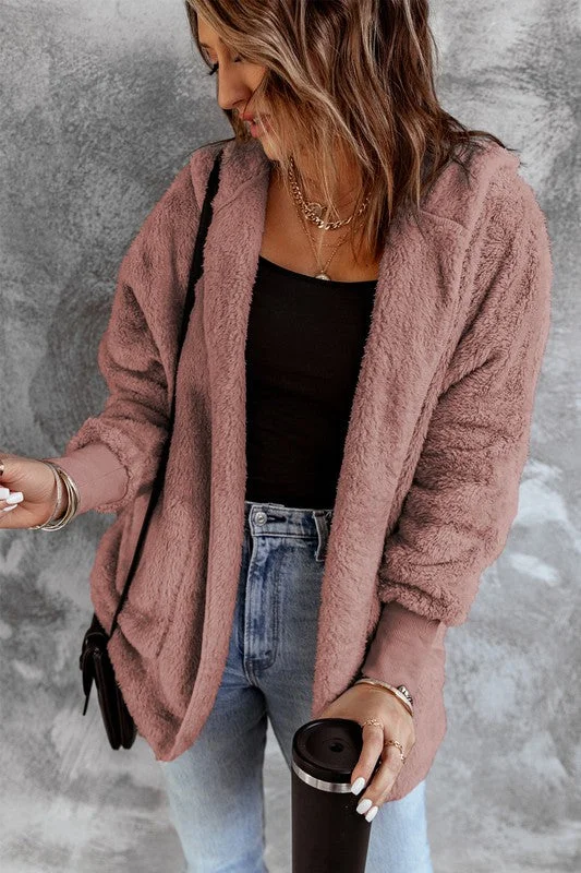 Fleece Coat - Mauve Rayon Velvet Corduroy