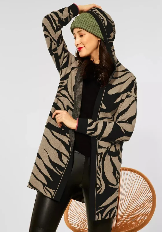 Street One Open Long Knit Hooded Cardigan, Black & Beige Terry Blend Velvet Blend Canvas Blend Terry Blend Velvet Blend Canvas Blend Street One Open Long Knit Hooded Cardigan, Black & Beige Terry Blend Velvet Blend Canvas Blend Terry Blend Velvet Blend Canvas Blend