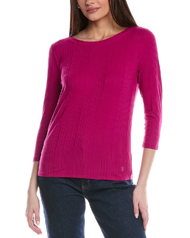 St. John Sleek Rib Jersey Knit Top Summer Knit Top