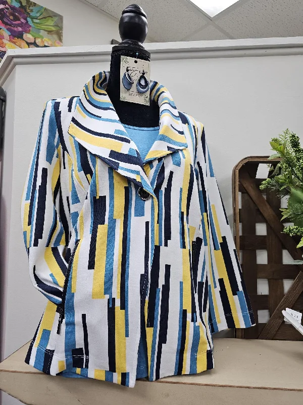 Womens - Striped Jacket Blue, Yellow, White Belted Jacket Elasticated Jacket Padded Jacket Belted Jacket Elasticated Jacket Padded Jacket Womens - Striped Jacket Blue, Yellow, White Belted Jacket Elasticated Jacket Padded Jacket Belted Jacket Elasticated Jacket Padded Jacket