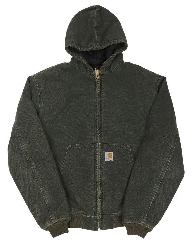 Carhartt Hooded Work Jacket Knit Fabric Woven Fabric Fleece Fabric Knit Fabric Woven Fabric Fleece Fabric